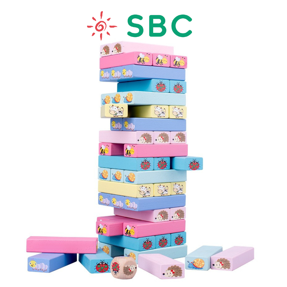 Đồ chơi gỗ SBC - Rút gỗ hình động vật 51 thanh dễ thương loại to/ size lớn