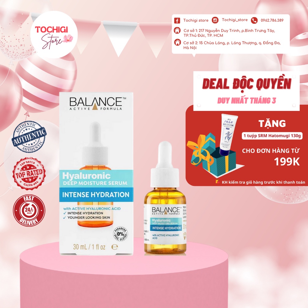 Serum Cấp Nước Dưỡng Ẩm Balance Active Formula Hyaluronic Deep Moisturizing 30ml