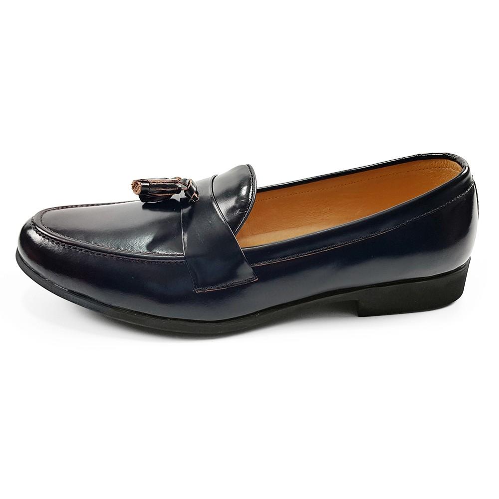 Giày loafer nam giày lười nam da bò thật da trà bóng độc lạ ensado hq2363