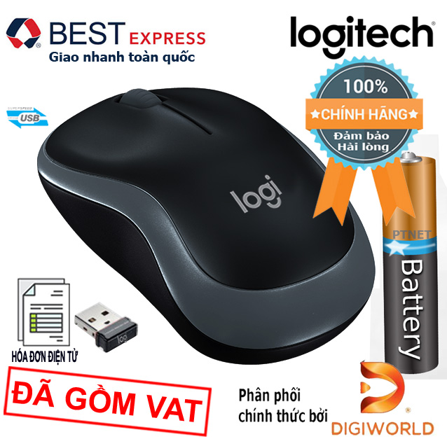 Chuột vi tính không dây cao cấp Logitech B175 / B170 Wireless 10m (Đen, xám) - Phân phối bởi Digiworld/SPC