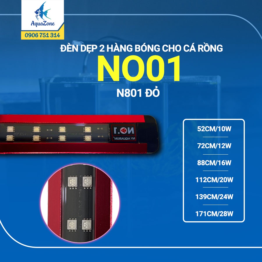 Đèn no.1 n801 - đèn dẹp 2 hàng bóng cho cá rồng