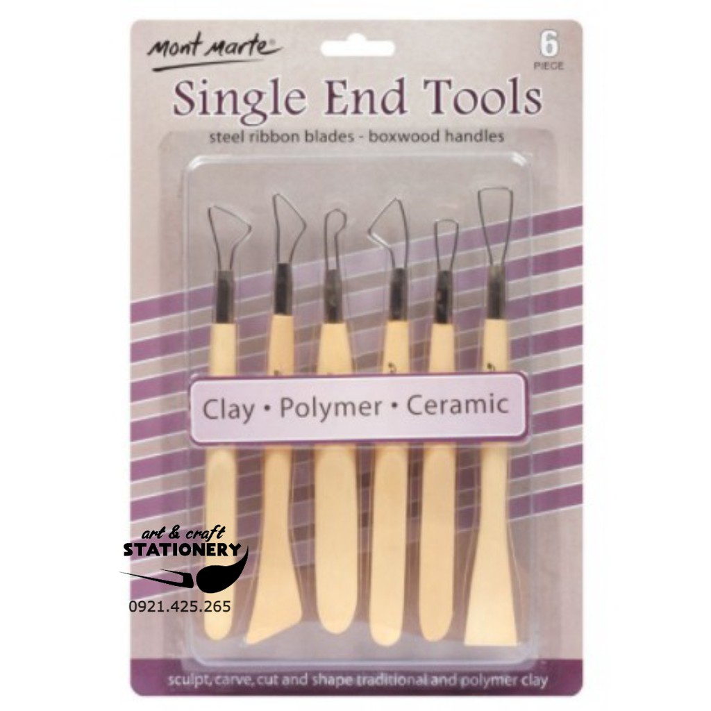 Bộ dụng cụ điêu khắc, nạo tượng Mont Marte 6 cây, Single End Tools 6PC