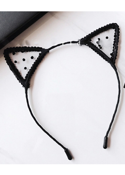Cài tóc kiểu tai mèo ren đen