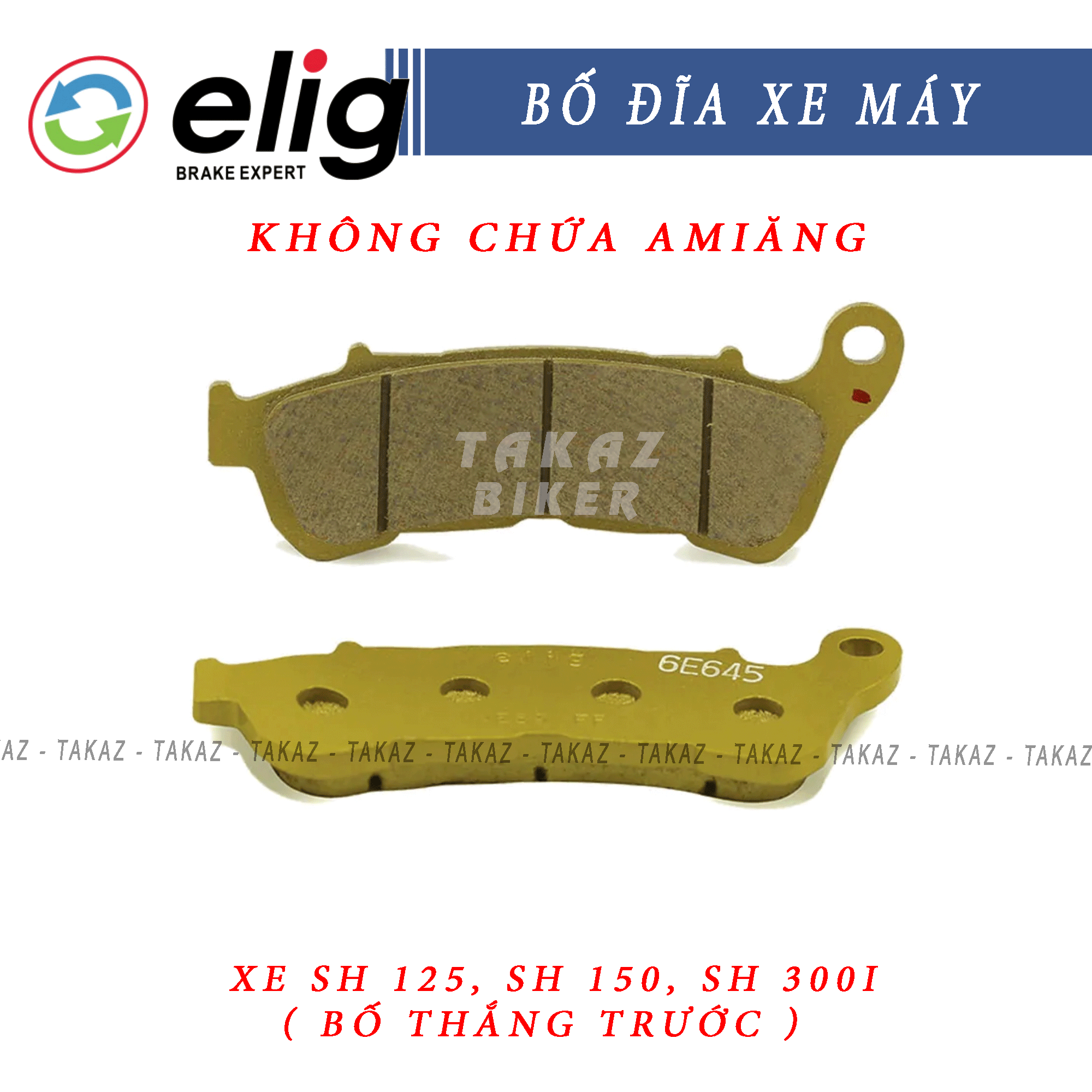 Bố thắng má phanh dĩa xe elig sh125 sh150 sh300i majesty trước
