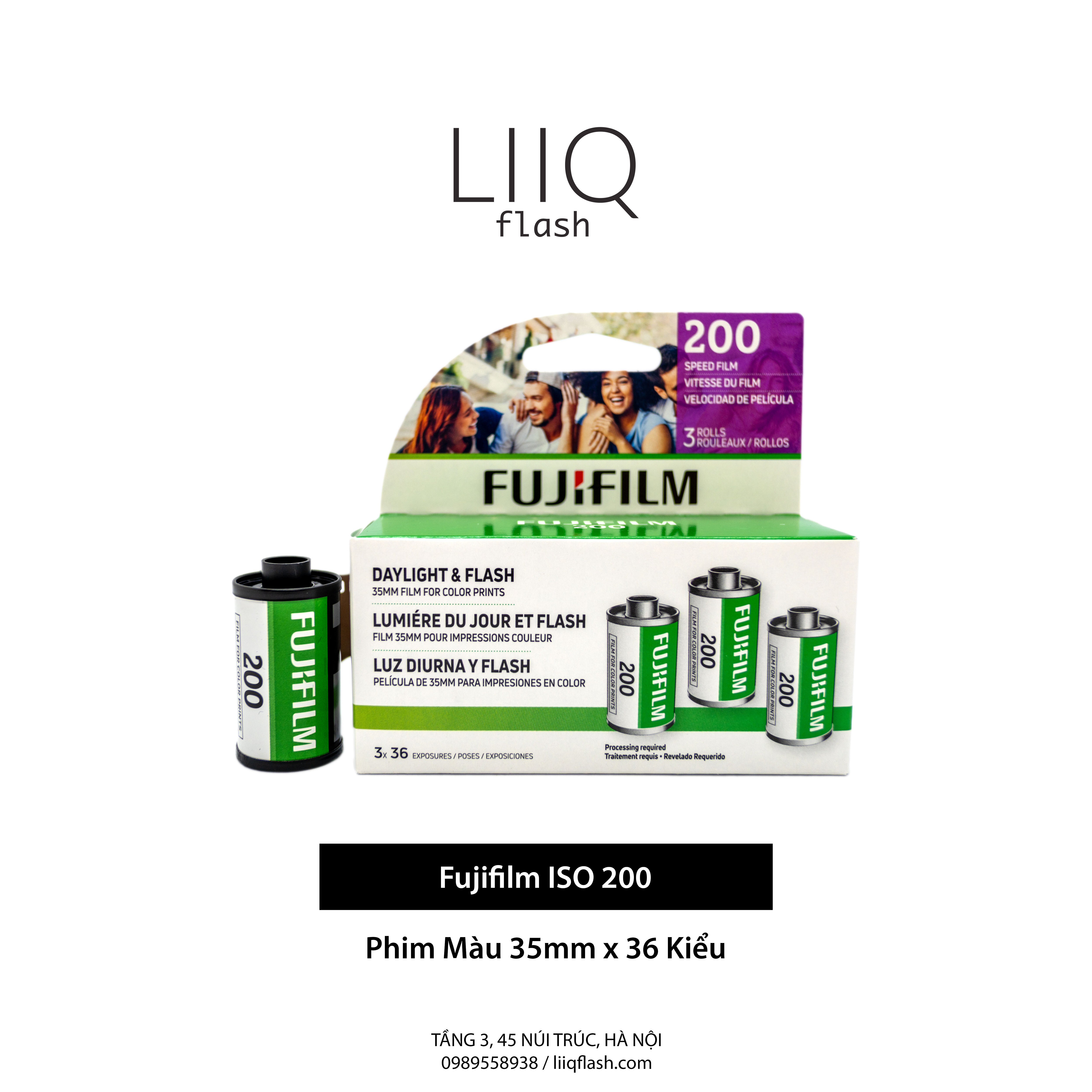 Phim fujifilm iso 200 tách hộp, màu color, 135/35mm x 36 kiểu, in date cho máy chụp ảnh film - liiq flash