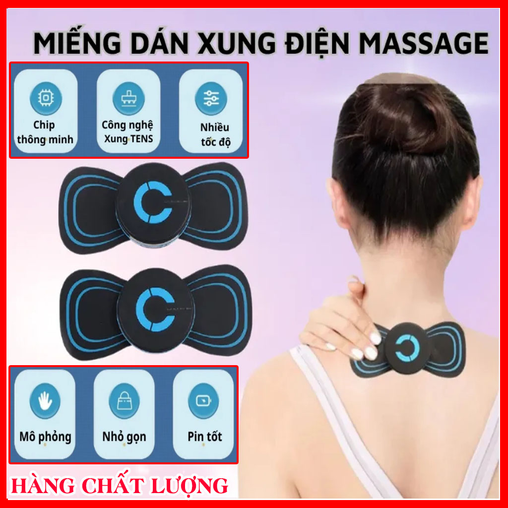 Miếng Dán Massage Xung Điện EMS 6 Cấp Độ Mát Xa Cổ Vai Gáy Giúp Giảm Đau
