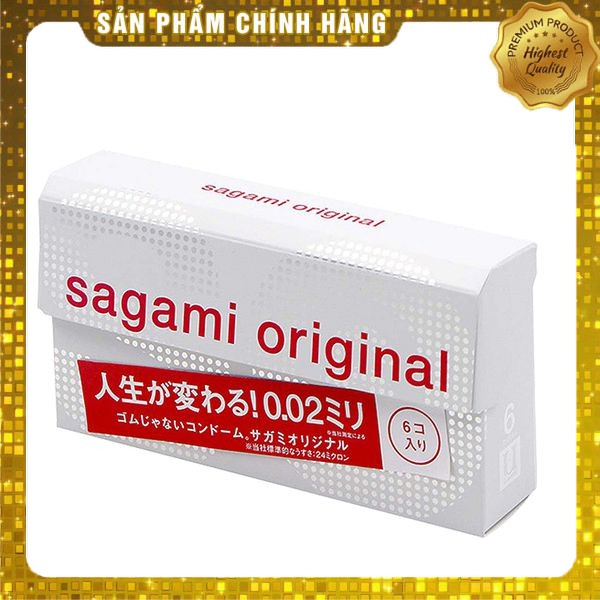 Bao cao su siêu mỏng hộp 6 chiếc Sagami Original 0.02 - Nhật Bản - Chính hãng