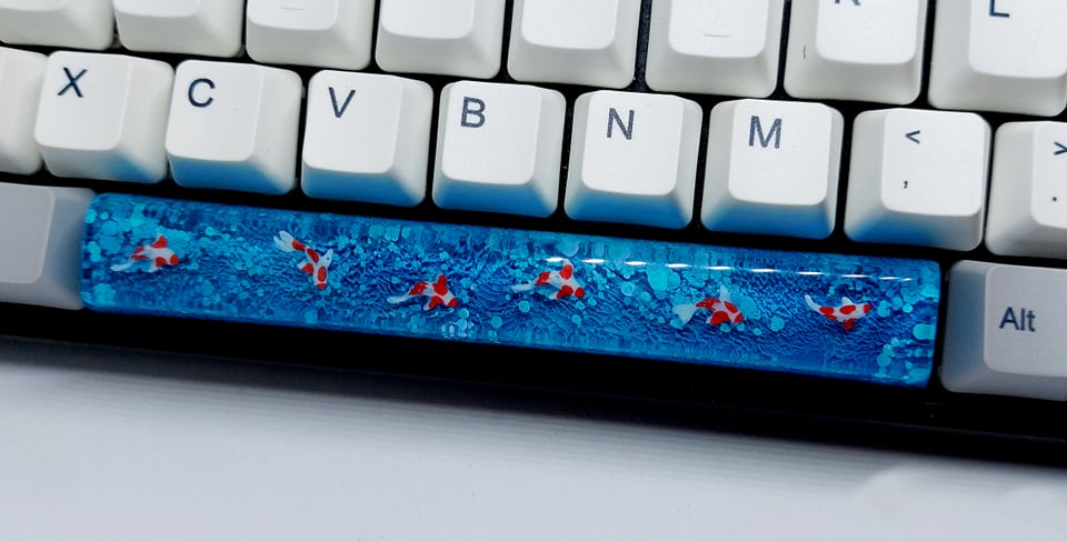 Keycap space 6.25u SA profile cá koi tone xanh dương trang trí bàn phím cơ gaming