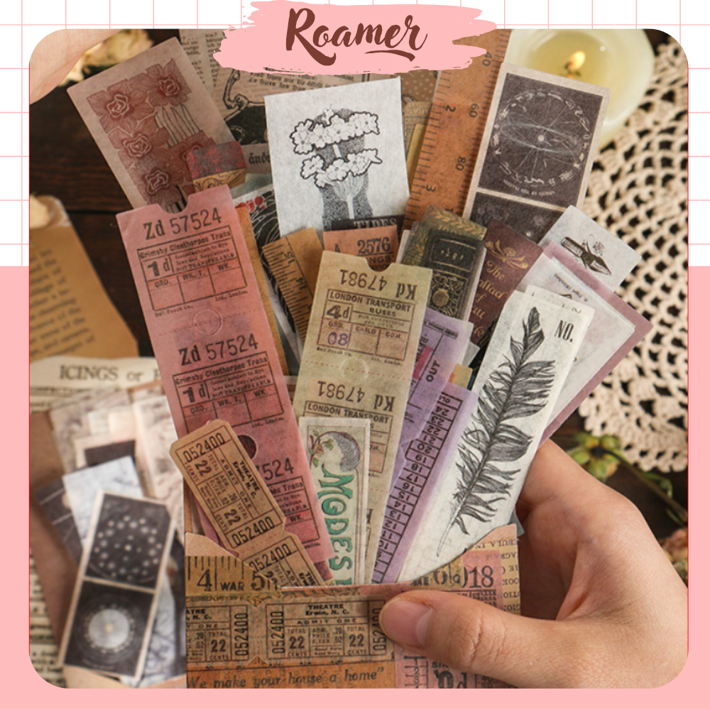 Washi tape dạng tem dán phong cách vintage để trang trí sổ tay RT14