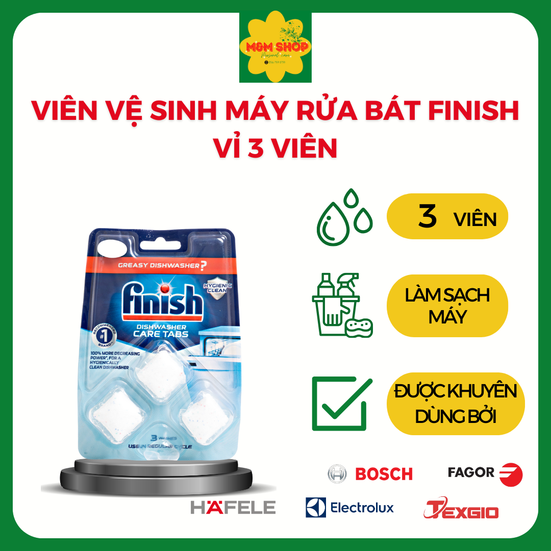 Vỉ 3 viên vệ sinh máy rửa chén bát fnish