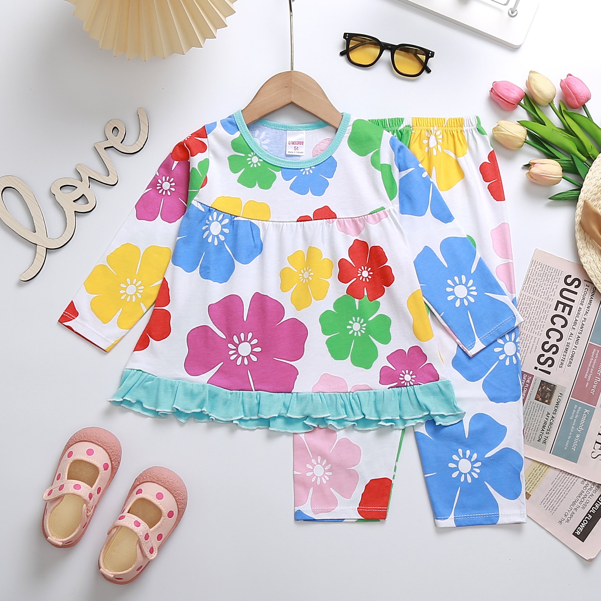 Đồ bộ thu đông bé gái bộ bé gái tay dài baby doll bé 2-5 tuổi thun cotton vnxk Jennie kids J519 - 1