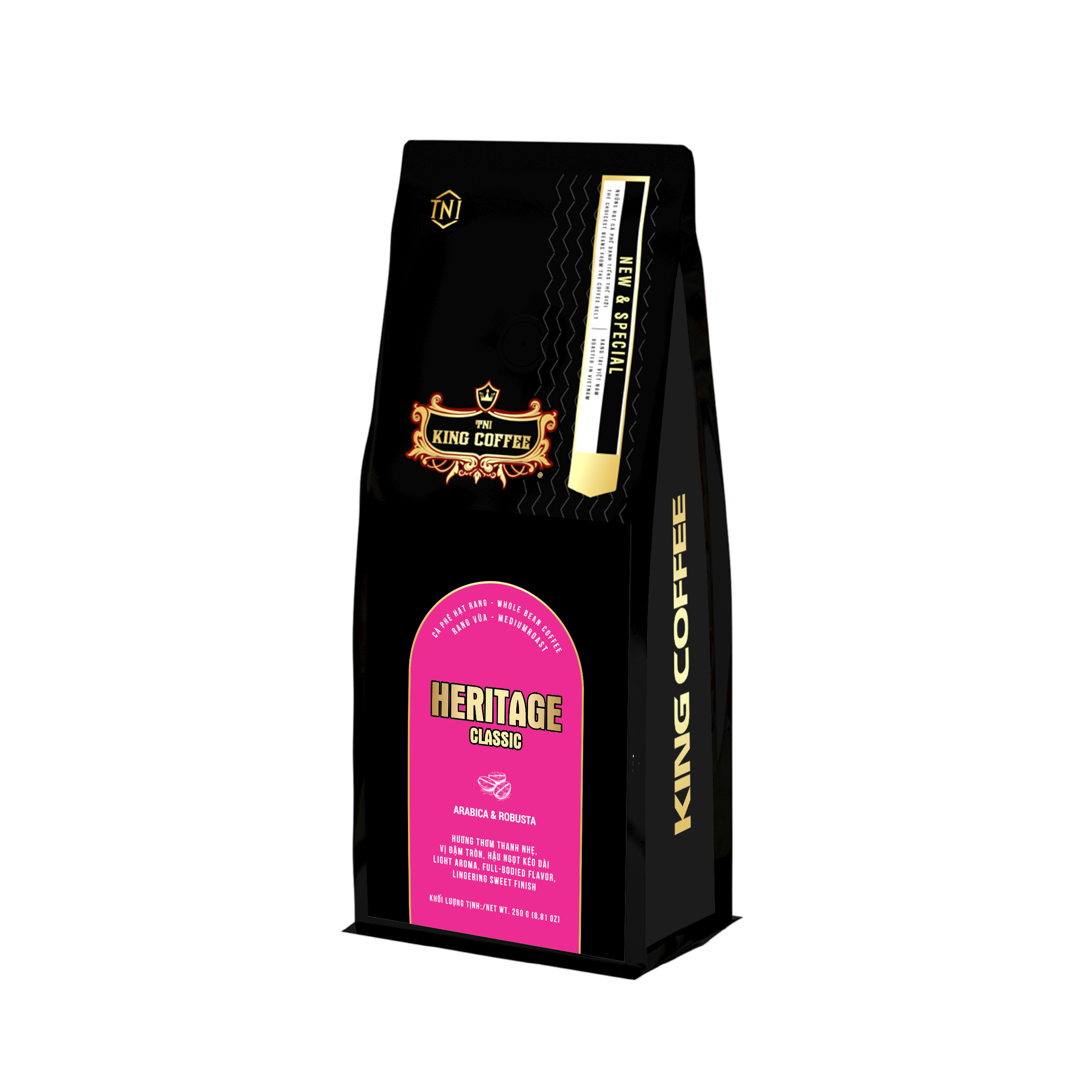 Cà phê hạt rang King Coffee  Heritage Classic whole bean coffee - Túi 250g