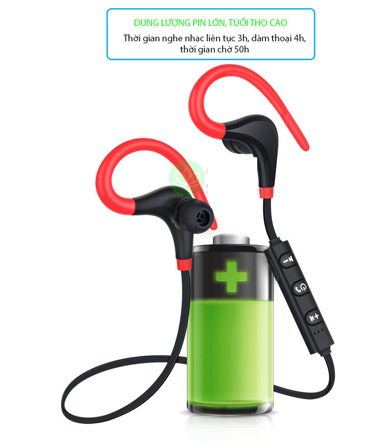 Tai nghe Bluetooth Gk-S10A thể thao chống nước cao cấp. Tai nghe không dây thay thế cho tai nghe S8, S9 tặng kèm dây sạc 25k, màu giao ngẫu nhiên- GINKA