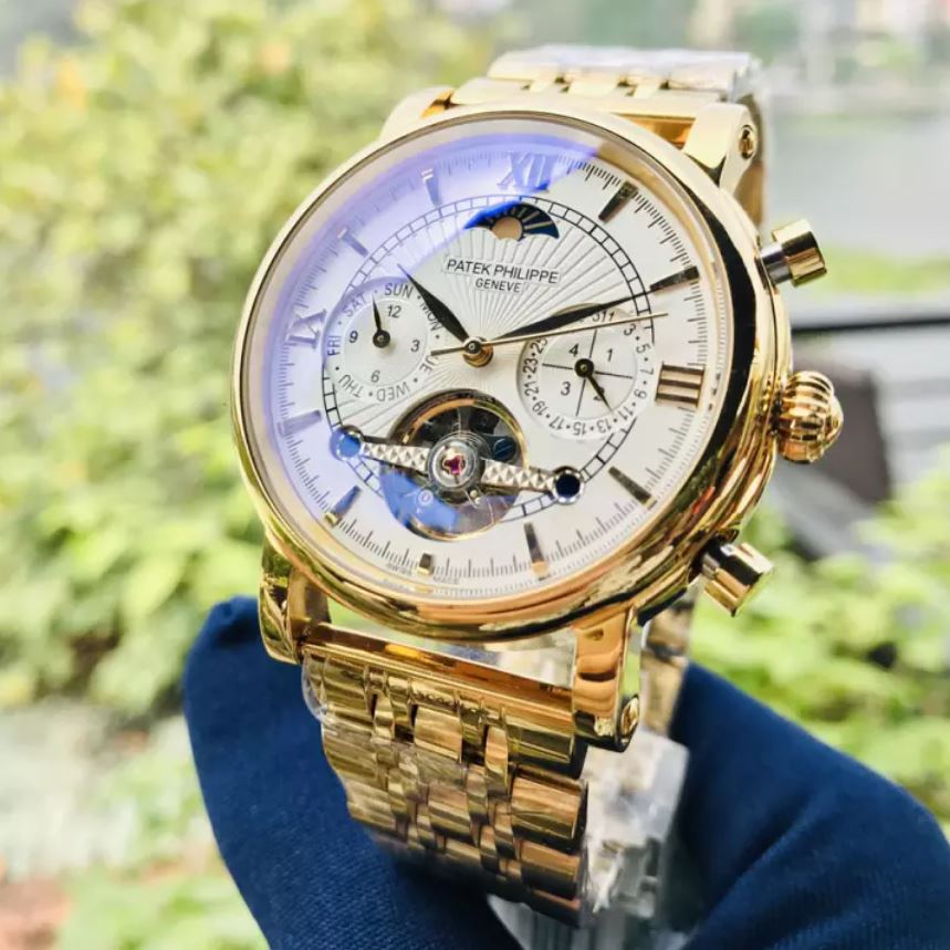 Đồng Hồ PATEK PHILIPEE Automatic chạy full5 kim Máy trăng sao Sang Trọng + Thẻ Bảo Hành 18 Tháng