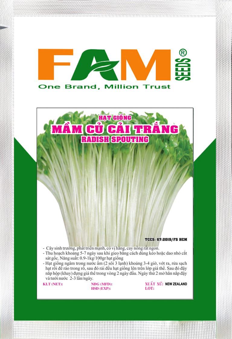 Hạt giống mầm củ cải trắng - gói 20gr