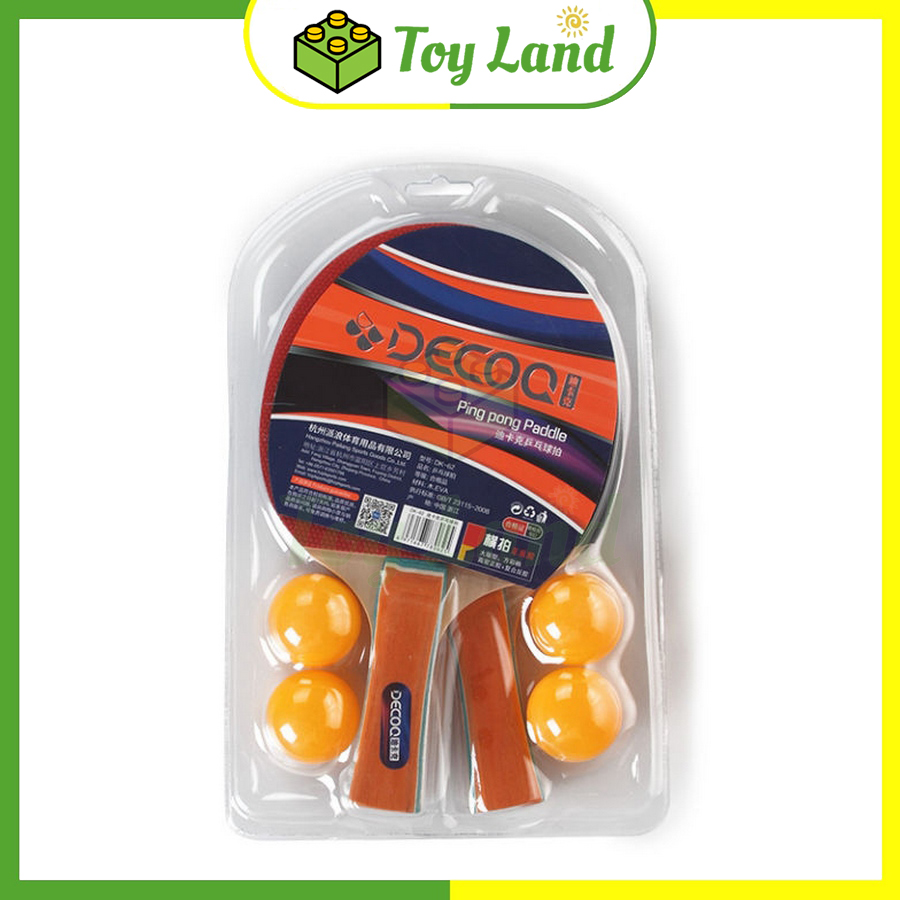 Bộ vợt bóng bàn decoo và 999 vợt đánh ping pong mặt mút xốp cán gỗ phụ kiện thể dục thể thao cho học sinh - little kobo