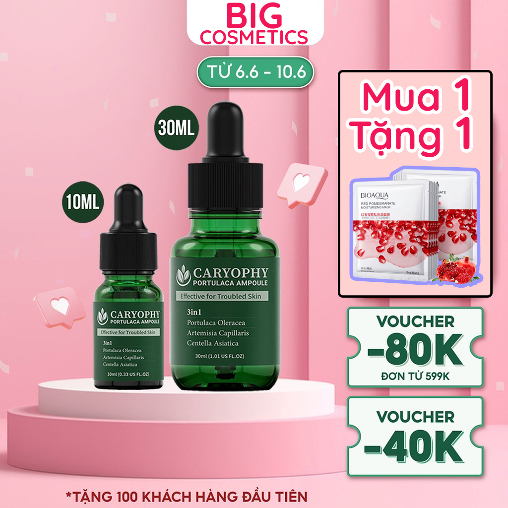 Serum caryophy tinh chất rau má trị mụn ẩn trắng da | caryophy portulaca ampoule trị mụn thâm mụn ẩn hiệu quả