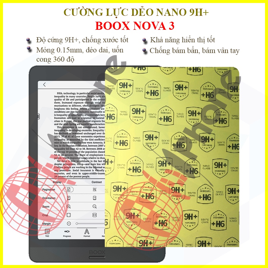Dán cường lực dẻo nano máy đọc sách Boox Nova 3
