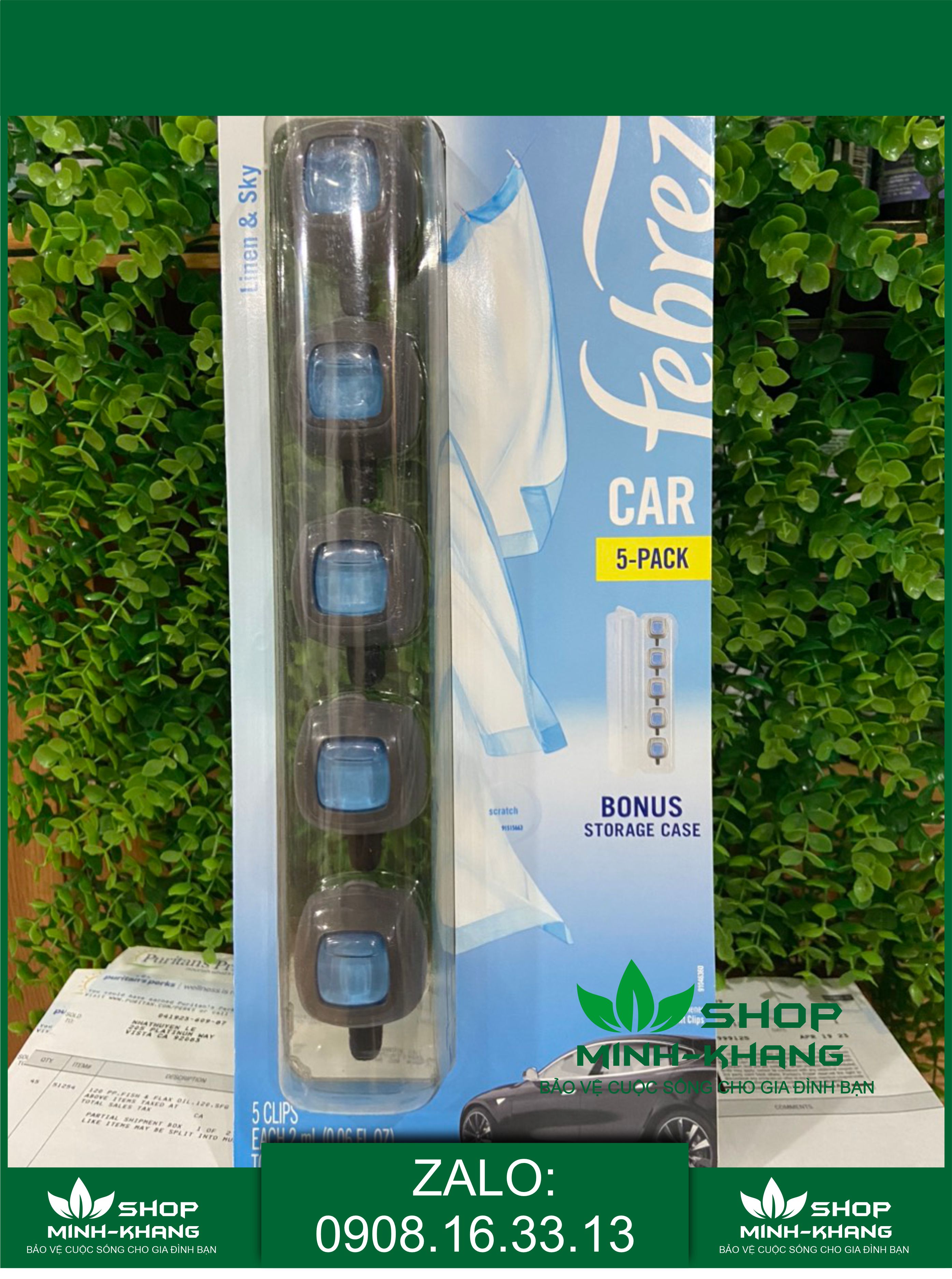 Set 5 lọ nước hoa ô tô, nước hoa xe hơi từ USA, Febreze Air Freshener Car Vent Clips
