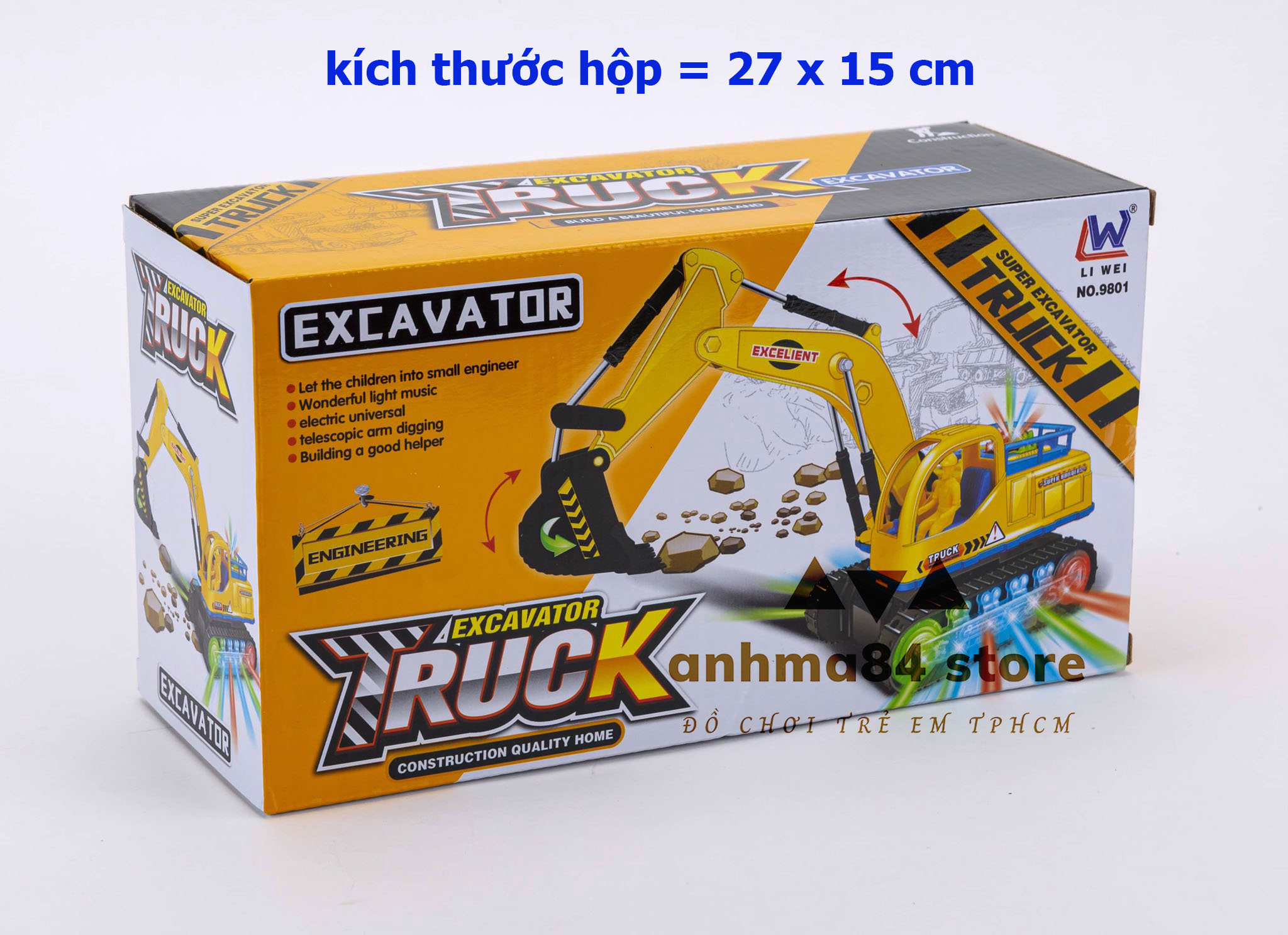 ĐỒ CHƠI HỘP XE CẦN CẨU CHẠY PIN CÓ NHẠC ĐÈN VUI NHỘN - Xe cần cẩu phát nhạc đèn cho bé - anhma84 store