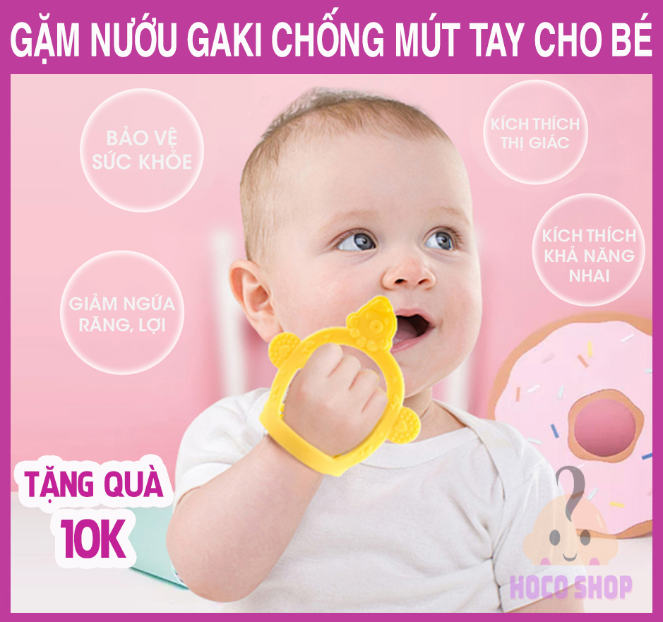 Gặm nướu cho bé Gaki chất liệu silicon cao cấp, gặm nướu cho bé chống mút tay, an toàn, mềm dẻo không gây đau lợi cho bé, tặng kèm 10 nút bịt ổ điện- Hoco shop