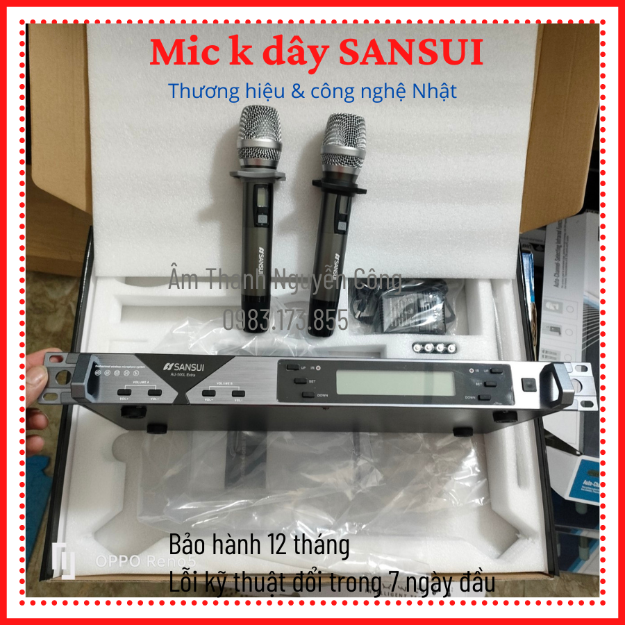 Mic, micro không dây karaoke sansui au-500l extra, cảm biến tự ngắt, dò tần số sóng tự động. chuyên karaoke gia đình, sụ kiện, phòng hát, hút âm tốt, tiếng sáng, hát nhẹ