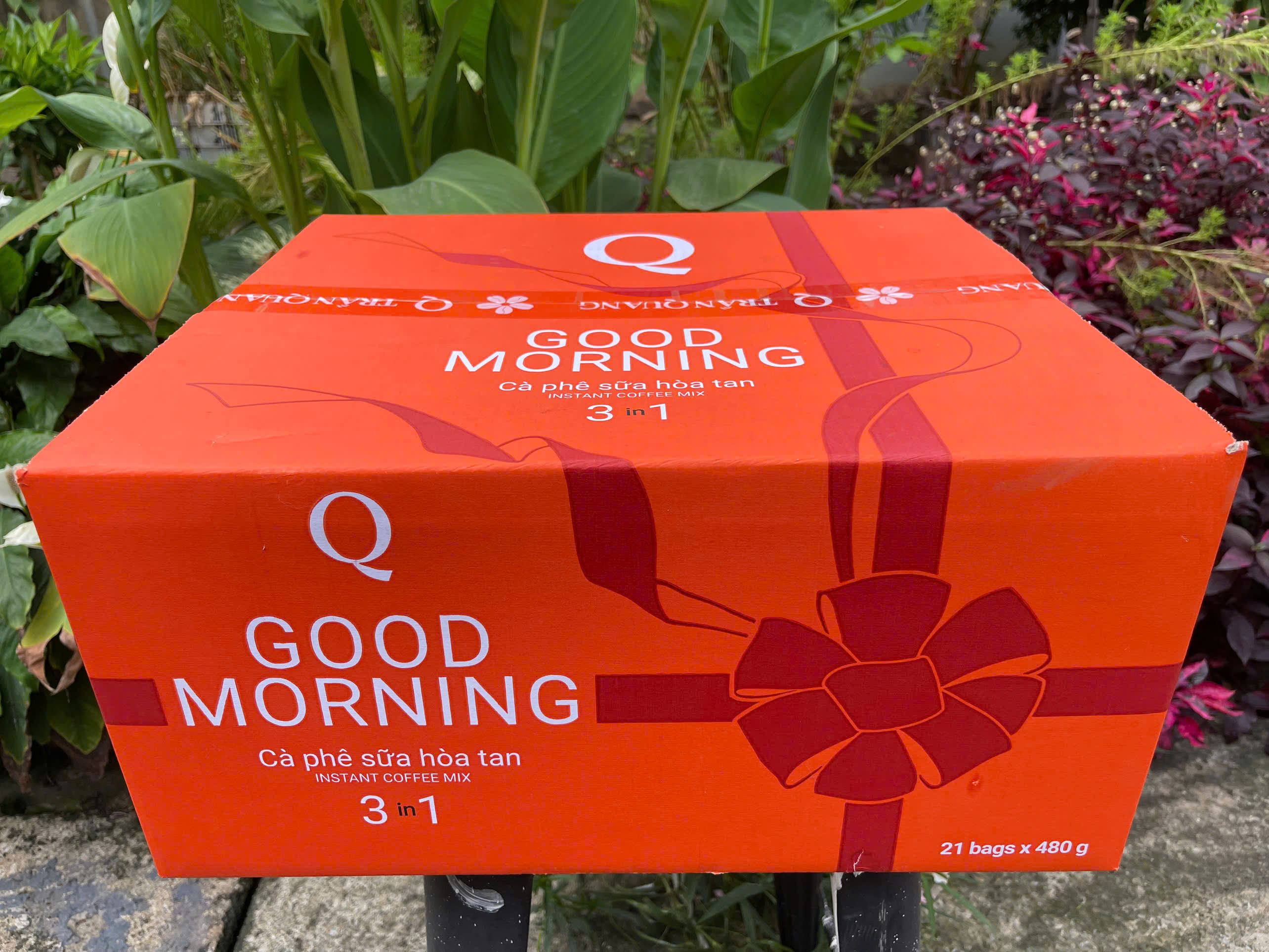 Cà phê sữa trần quang good morning 3 in 1 hòa tan uống liền thùng 10kg x 21 bịch 480g KOPE