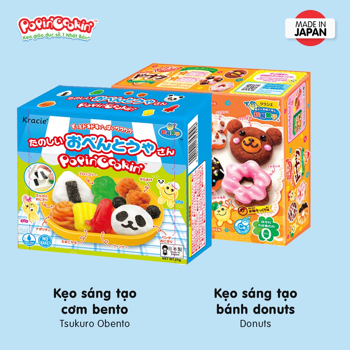 Combo 2 hộp kẹo đồ chơi sáng tạo ăn được Popin Cookin gồm Cơm Bento + 1