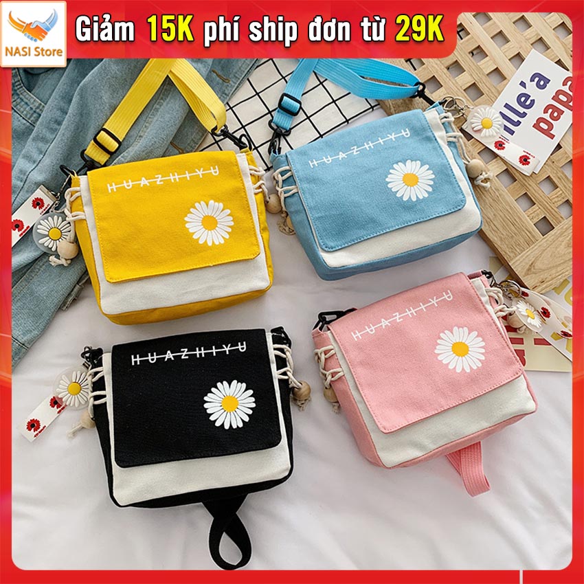 Túi đeo chéo nữ Huazhiyu cúc họa mi phong cách Hàn Quốc (T1021), túi đeo nữ thời trang rất dễ thương - túi xách nữ, túi chéo nữ, túi vải, túi cute - NASI Store