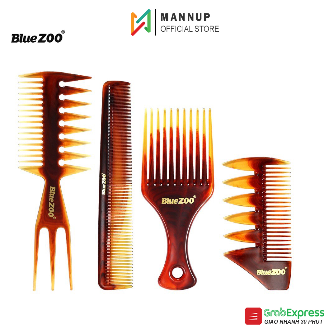 Bộ 4 lược tạo kiểu tóc đa dụng blue zoo - lược tạo texture, afro pick xới phồng, chải pomade