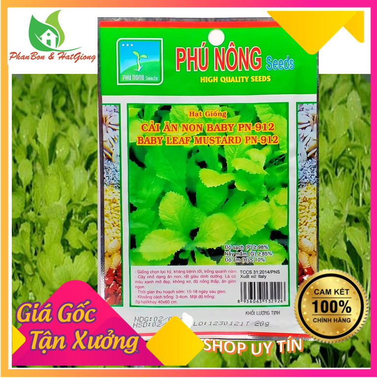 Hạt Giống Rau Cải Bẹ Xanh Ăn Non Năng Suất Cao, Nhanh Thu Hoạch 20Gr - Phú Nông Seeds | Shop Phân Bón, Hạt Giống Rau Củ Quả, Xơ Dừa, Mùn Dừa, Đất Sạch Trồng Rau Sạch Tp. Hồ Chí Minh