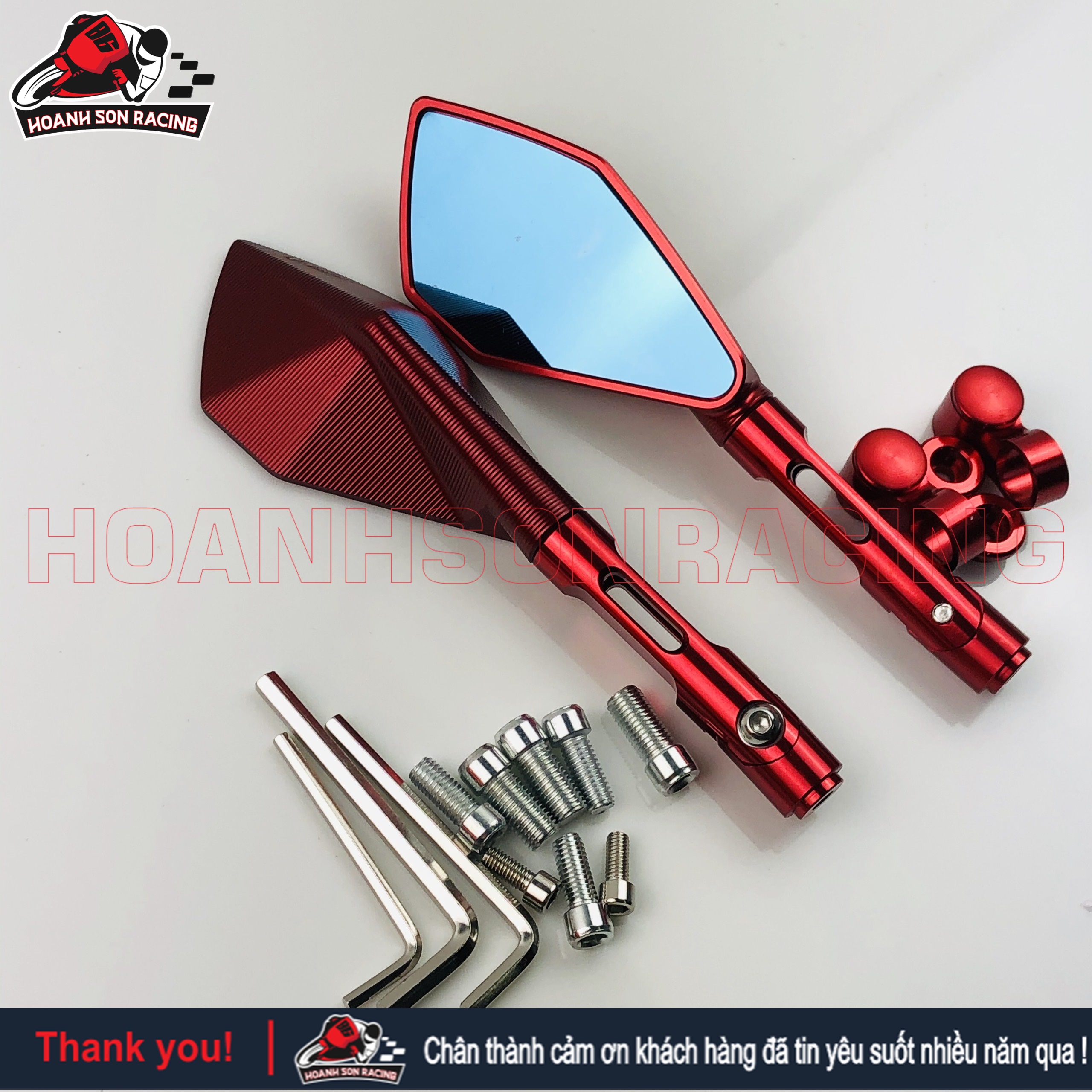 Kiếng chiếu hậu 5 cạnh Rizoma (gương xe máy) nhập khẩu fullbox dòng cao cấp gắn cho tất cả các dòng xe hiện nay đầy đủ phụ kiện kèm theo -1 cặp trái và phải (Racing Mall)