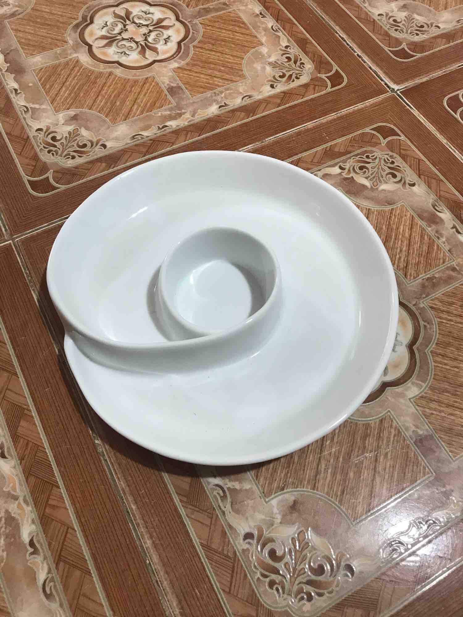 Khay đĩa xoắn hoa hồng gốm sứ Bát Tràng