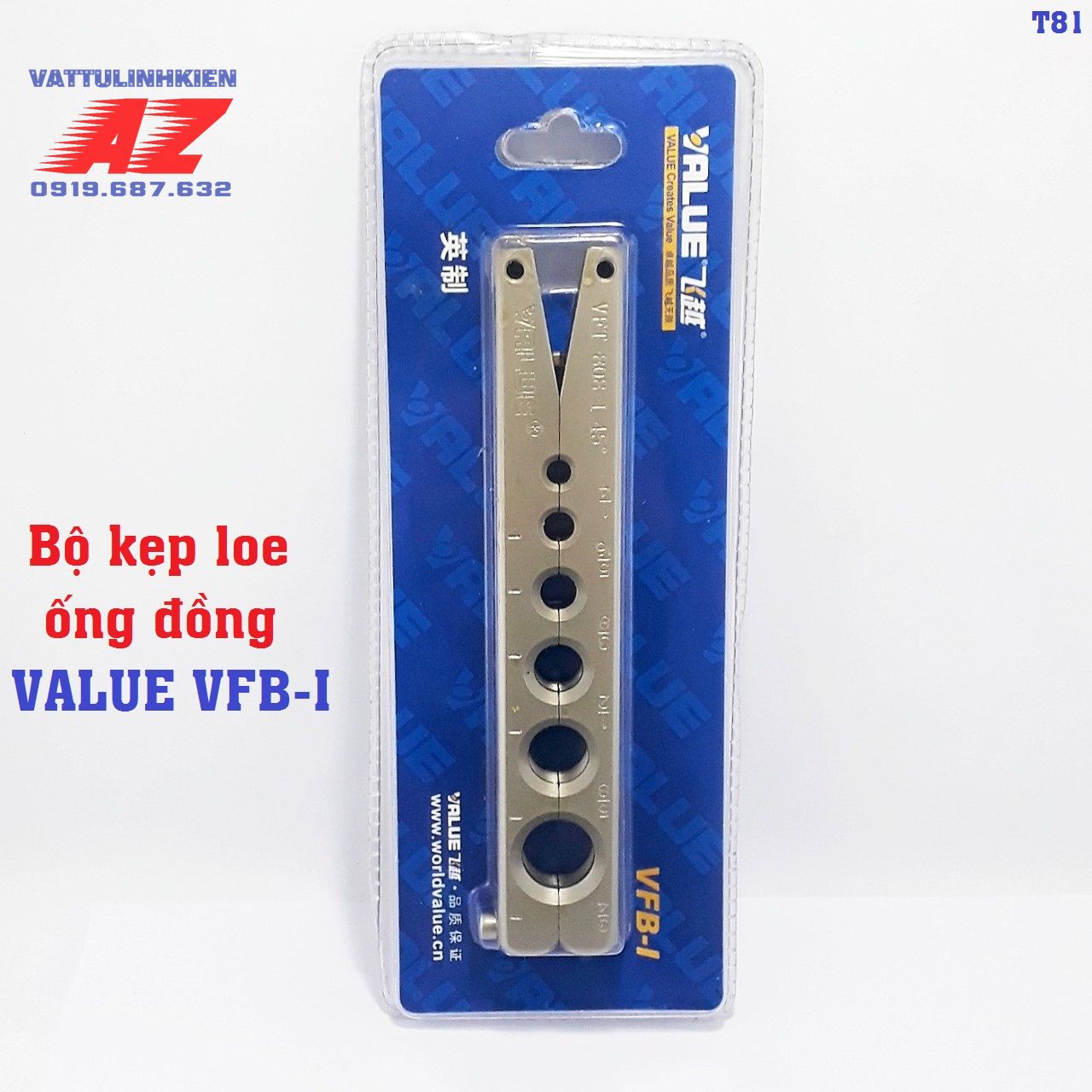 Bộ kẹp loe ống đồng value vfb-i bản 3.3cm x 18.5cm