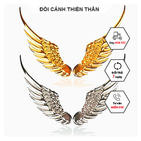 Đôi cánh thiên thần 3D gắn logo xe hơi trang trí