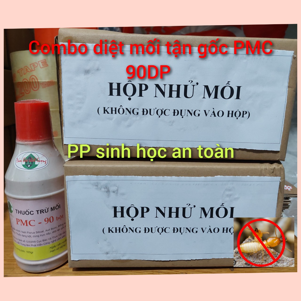 Combo diệt mối sinh học PMC: 2 Hộp nhử mối + 1 lọ diệt mối PMC 90 thuốc mối / thuốc diệt mối tận gốc