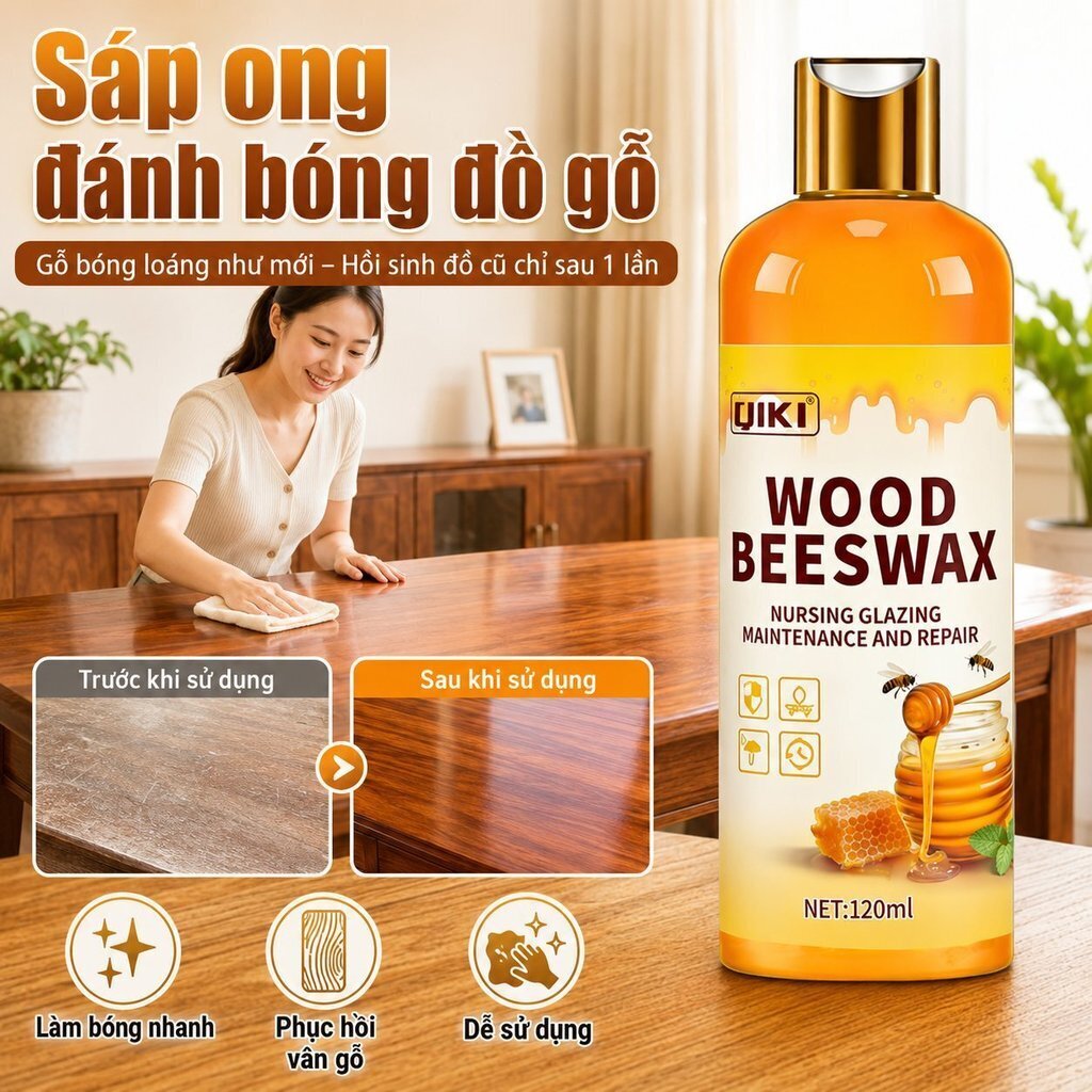 [🌳Phục Hồi Màu Gỗ Tự Nhiên 🌳] Sáp Ong Đánh Bóng Gỗ / Dùng Cho Bàn Ghế Gỗ Lim / Dưỡng Ẩm Chống Nứt