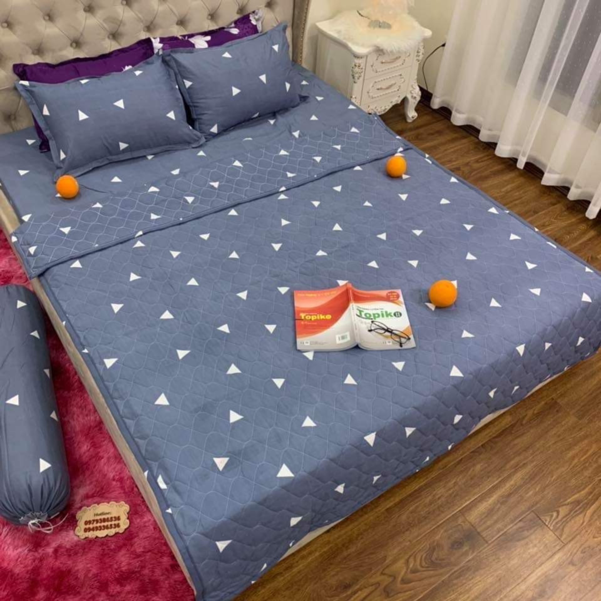 BỘ CHĂN GA GỐI TRẦN BÔNG TAM GIÁC+ TẶNG VỎ ÔM -