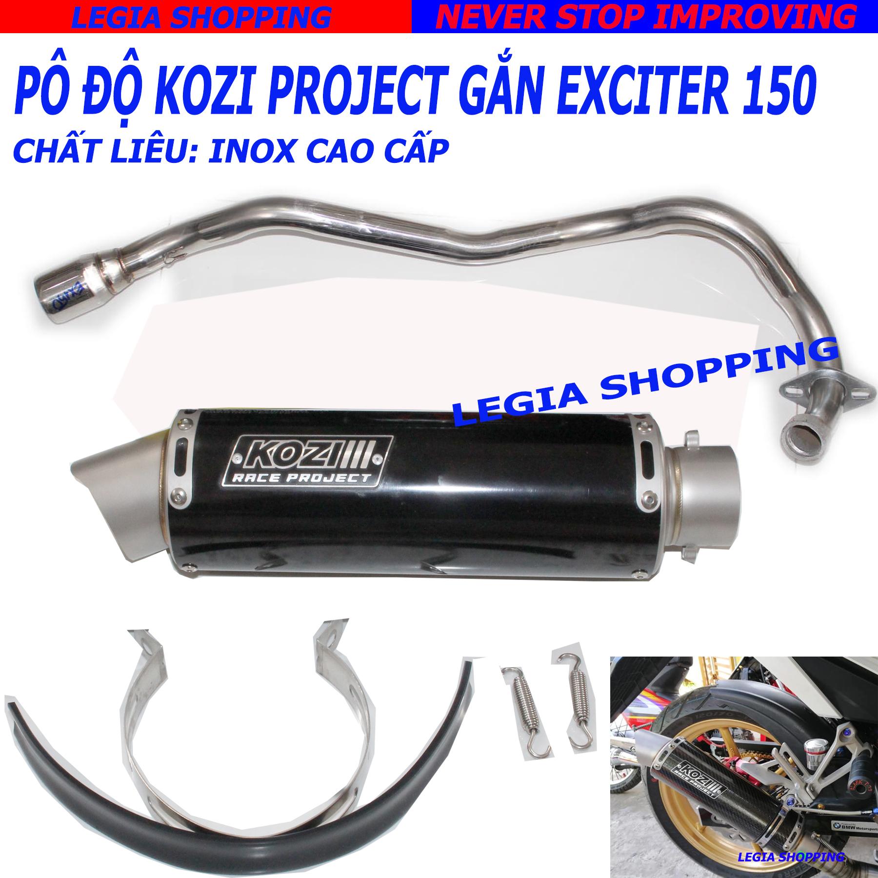 Pô xe độ cao cấp kozi project gắn xe exciter 150 tặng co pô inox