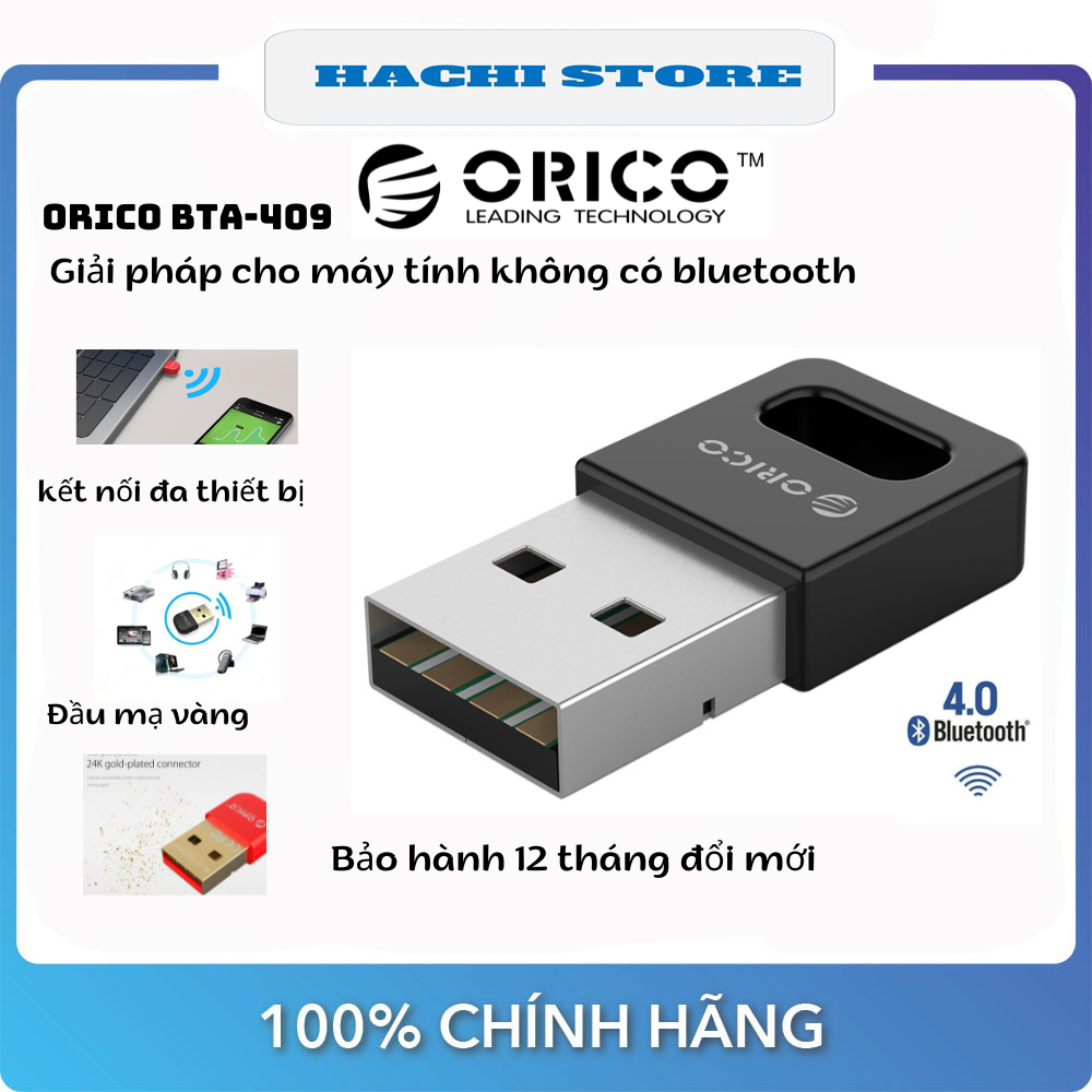 Usb bluetooth 4.0 orico bta-409 hỗ trợ kết nối bluetooth cho pc/laptop - hàng chính hãng