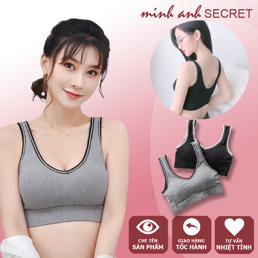 Áo bra gym yoga, bra thể thao viền nẹp chất cotton thấm hút siêu thoáng- 1912
