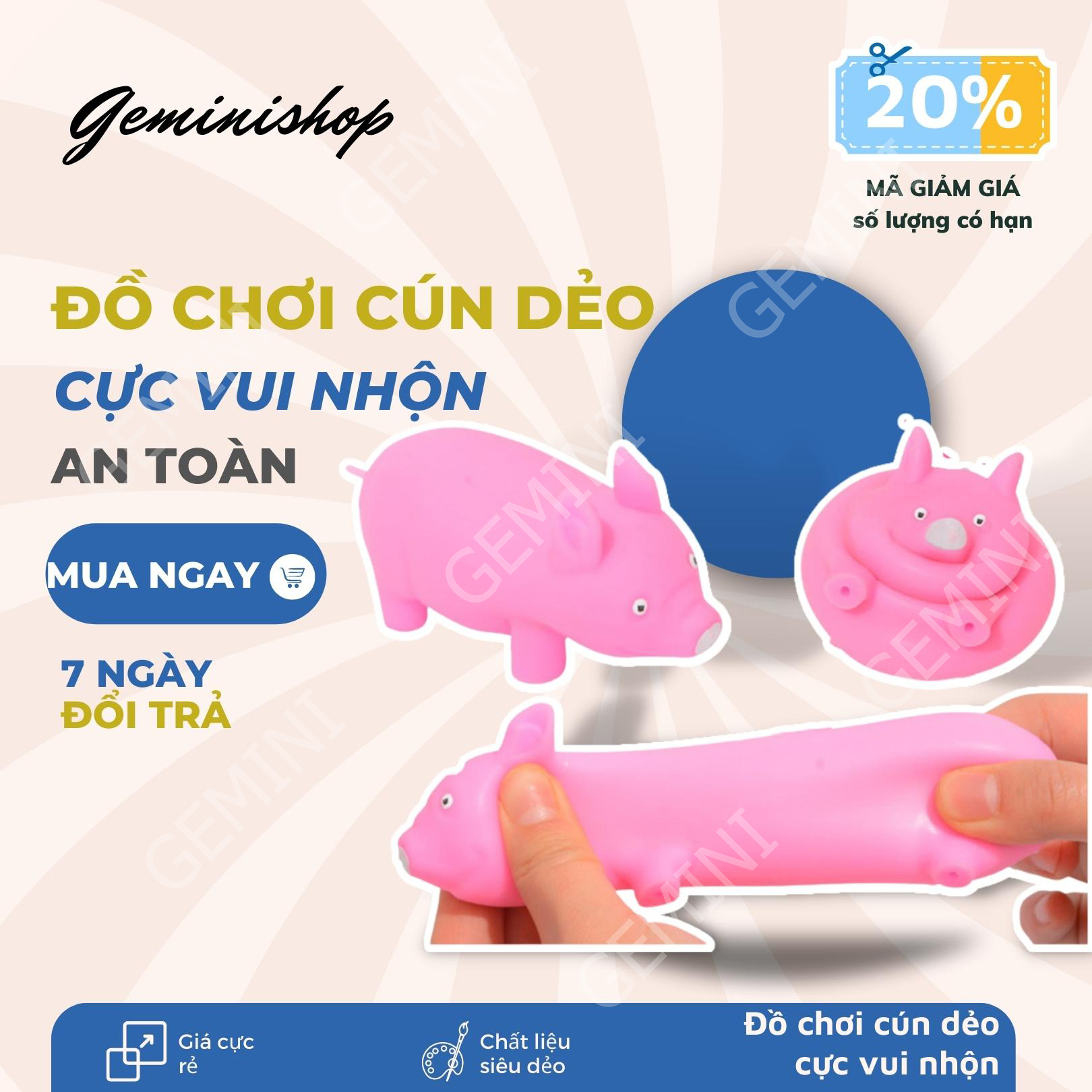 Đồ Chơi Con LỢN HEO HỒNG BẰNG NHỰA DẺO XẢ STRESS Dễ thương MANG LẠI NIỀM VUI CHO NGƯỜI SỬ DỤNG GEMINI SHOP MÃ HD1