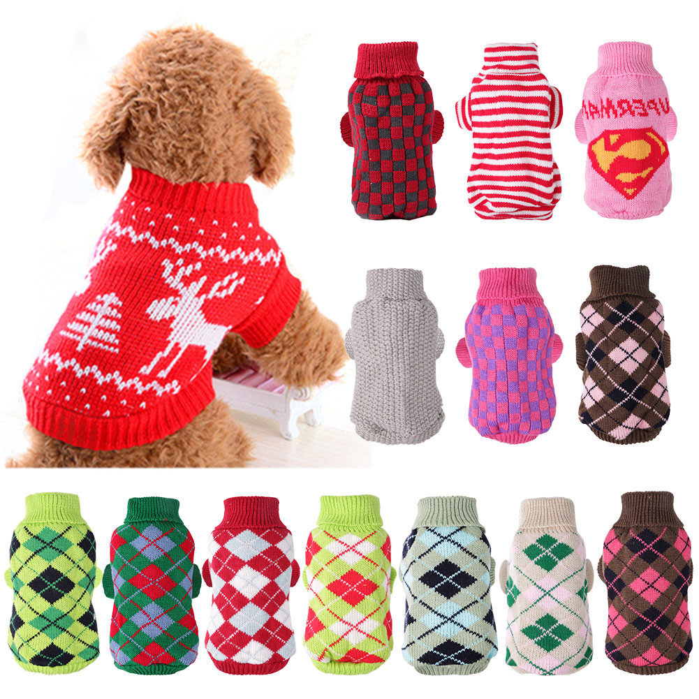 Ngẫu nhiên Màu chữ A mặc áo xoay ấm Cẩu Áo Áo len Puppy Cat Knitwear Coat Freesize