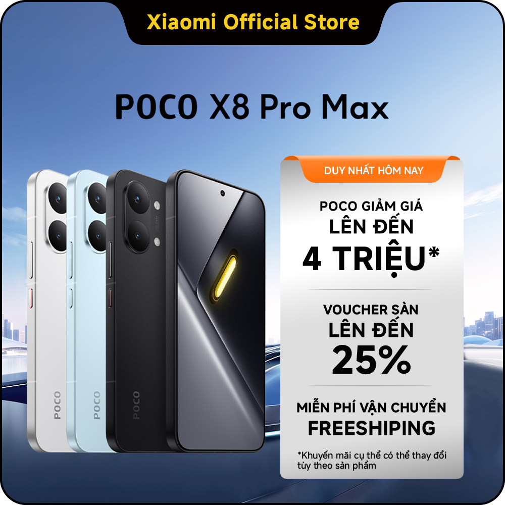 Điện thoại thông minh POCO X8 PRO MAX| Pin cực lớn 8500mAh(typ) sạc nhanh 100W| Màn hình AMOLED 6.83" 1.5K 120Hz