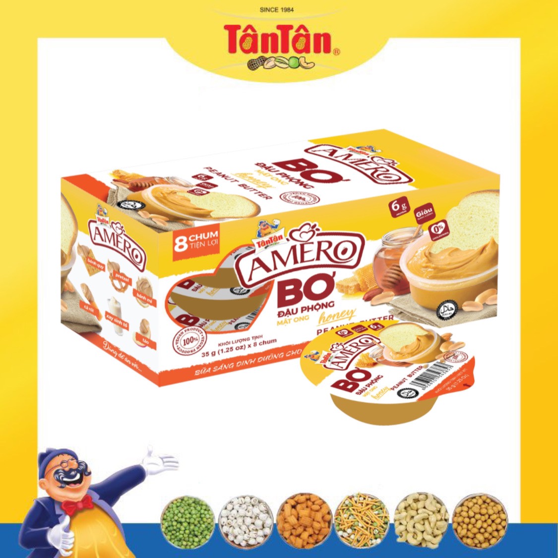 Combo 8 chum bơ đậu phộng mật ong amero tân tân