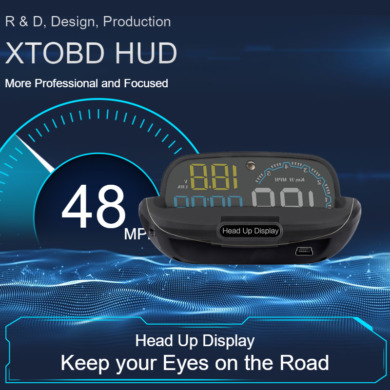 XTOBD Mirror Projector OBD2 HUD C600 Speedometer RPM Digital Security Alarm Set Auto Accessories Car Electronic Car Head Up Display