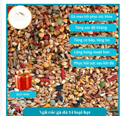 Túi 5kg ngũ cốc gà đá gà nòi, thức ăn gà nòi gà che giúp tăng cơ tăng bo nhanh cho gà đá