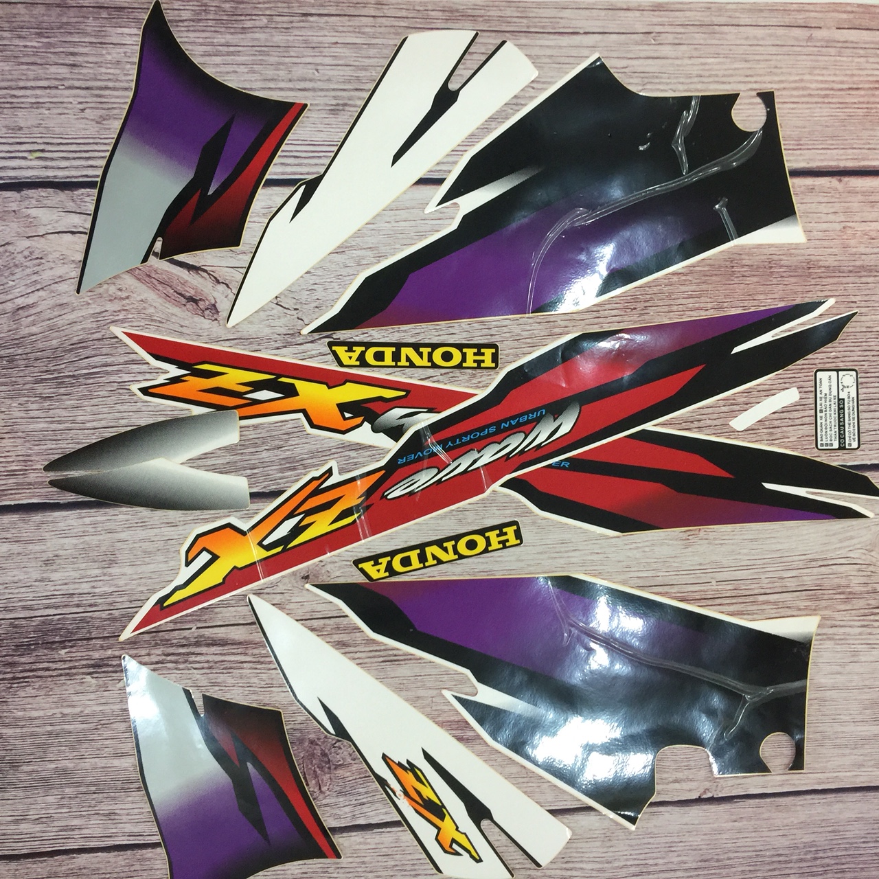 Bộ tem xe Wave ZX đời 2000 đến 2004 màu Trắng  -tem 3 lớp