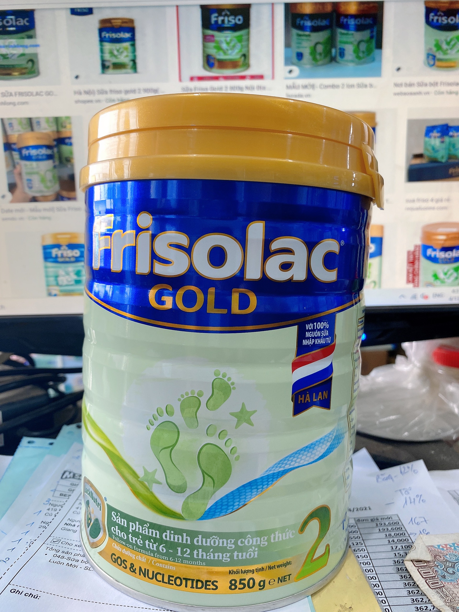 Combo 2 Lon Sữa bột Frisolac Gold 2 hộp 850g - Mẫu Mới (6 - 12 tháng) - HSD 06/12/2024