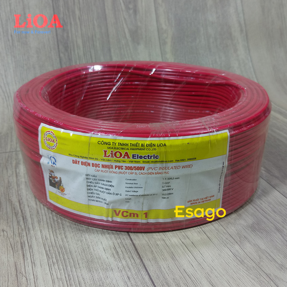 Dây điện lõi đồng đơn mềm lioa 1mm2 bọc nhựa pvc - cuộn 100m